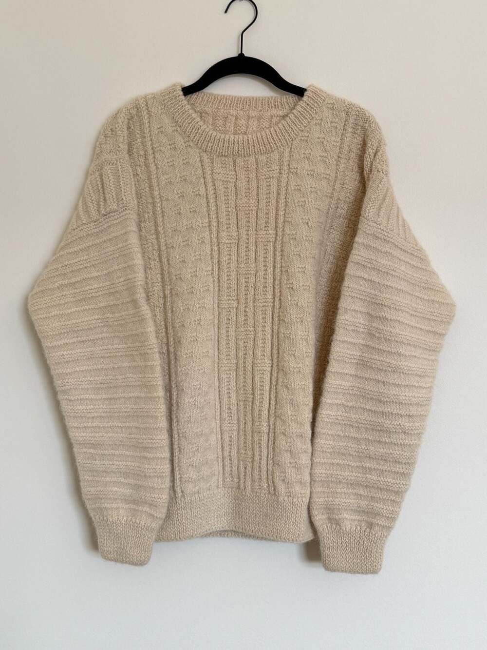 Vintage 90s Wool blend knit Sweater Cream men’s L women’s XL